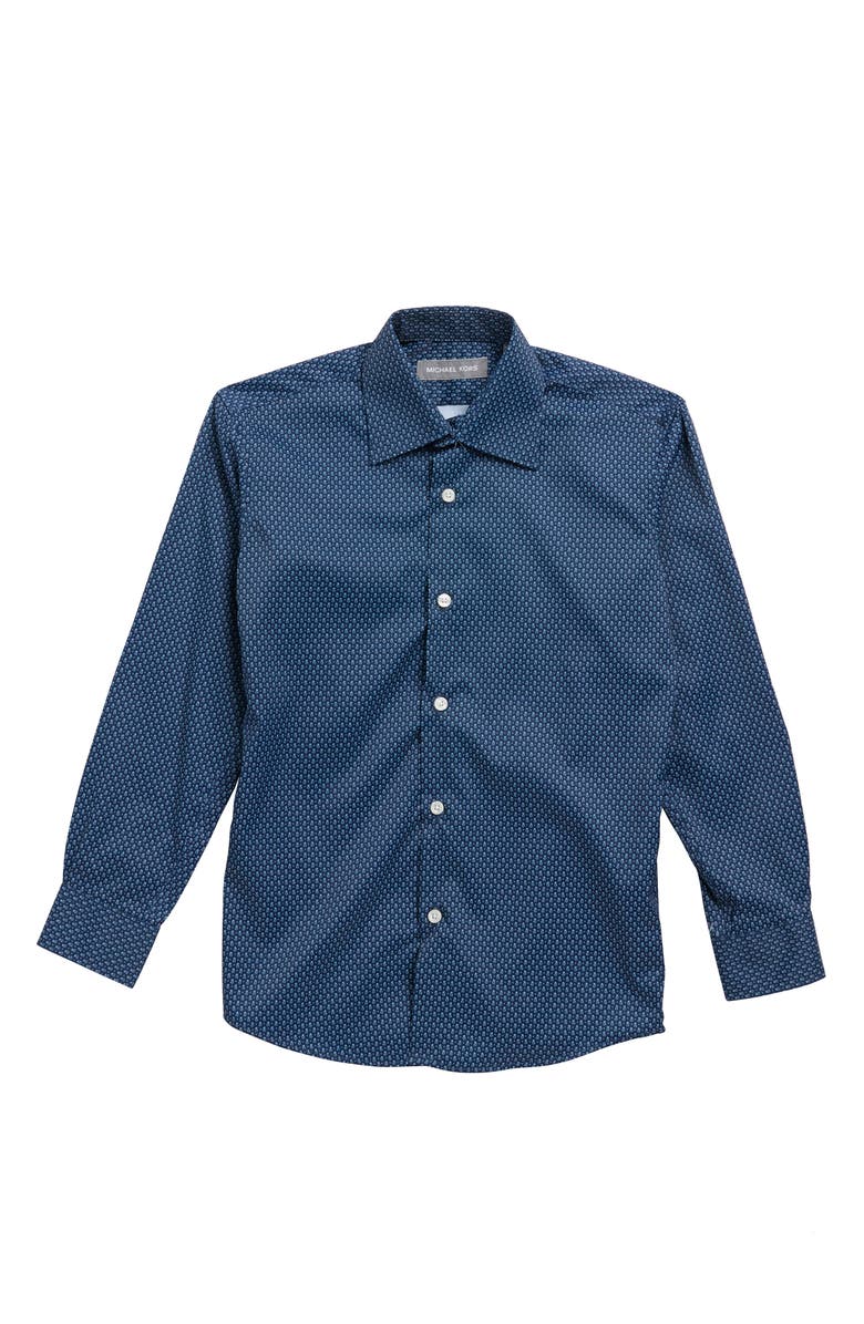 Michael Kors Collection Kids' Paisley Button-Up Shirt, Main, color, Navy/ White