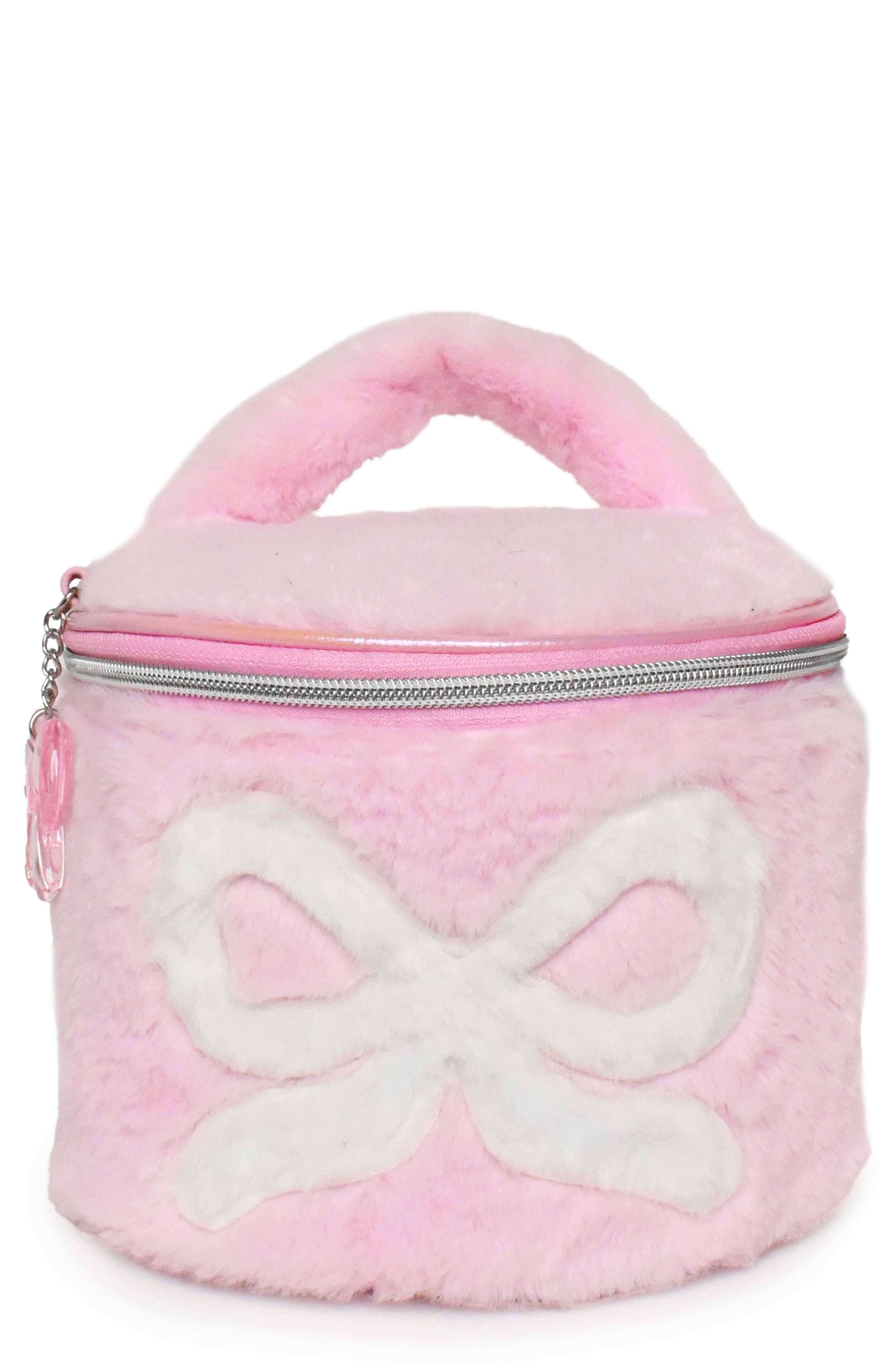 Kids' Bow Faux Fur Round Train Case