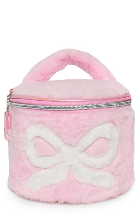 Kids' Bow Faux Fur Round Train Case