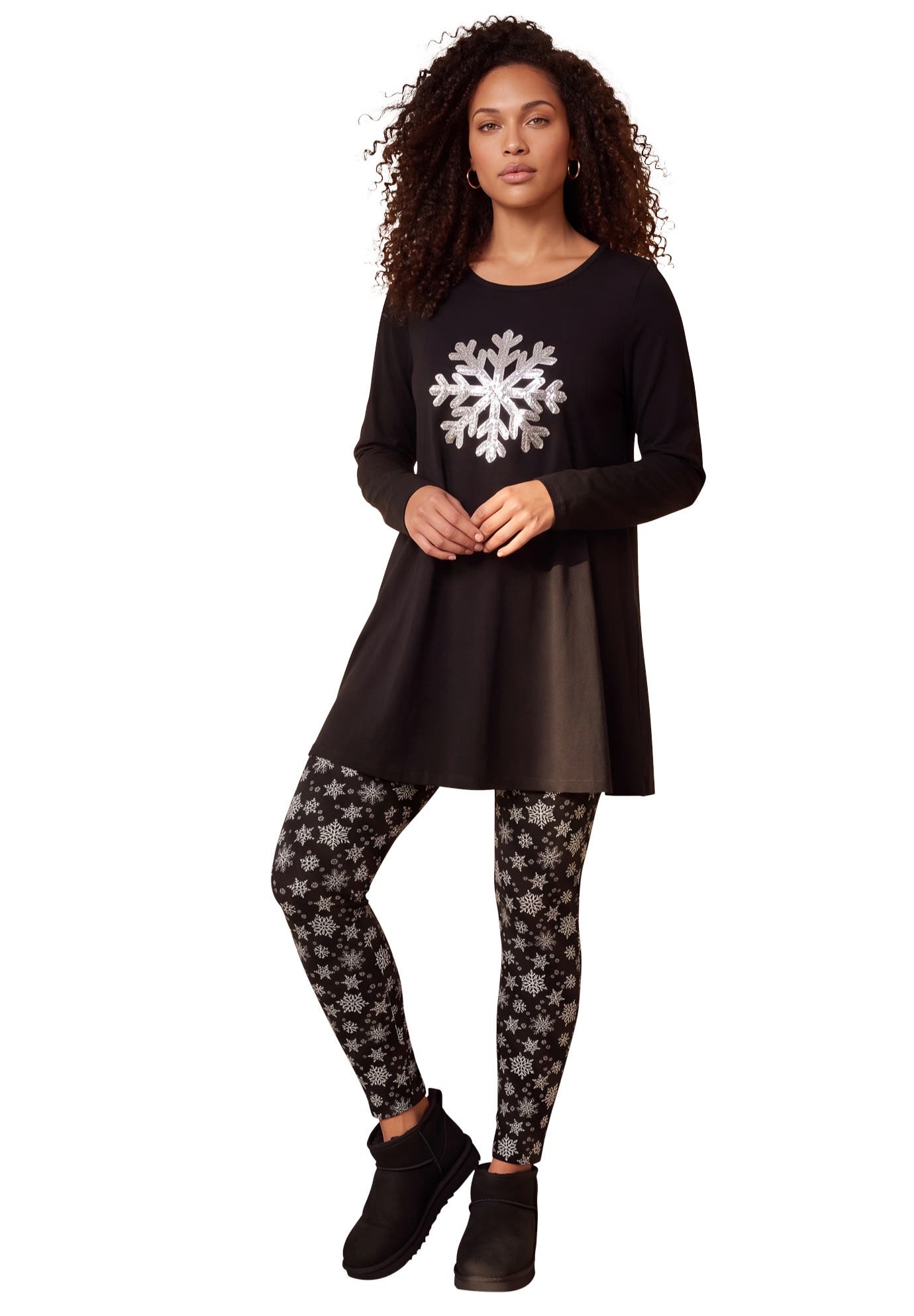 Roaman's Cotton Graphic Print Long Sleeve Swing Tunic (Women) | Nordstrom