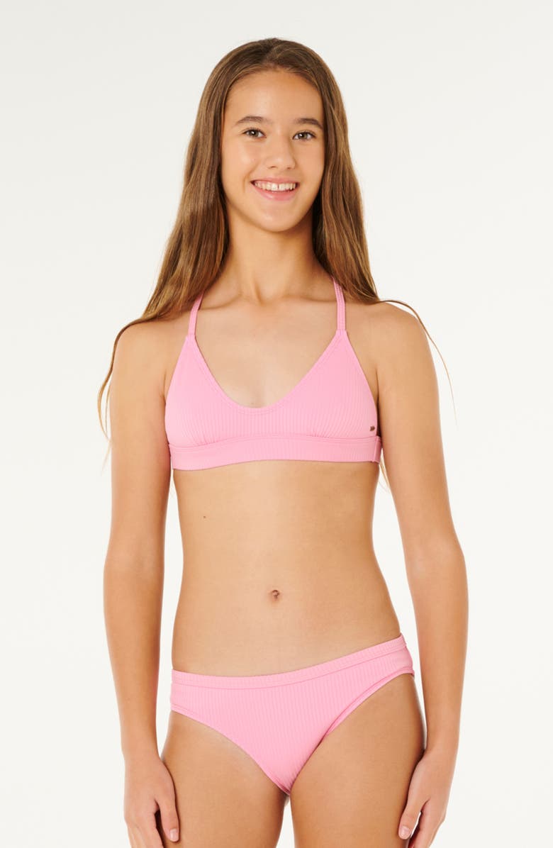 Rip Curl Kids' Premium Rib Two-Piece Swimsuit, Alternate, color, Begonia Pink
