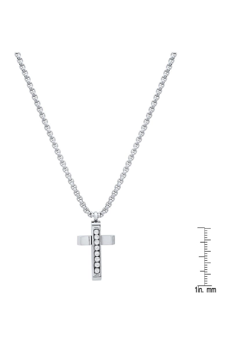 HMY JEWELRY Men's Stainless Steel Cubic Zirconia Cross Pendant Necklace, Alternate, color, Silver
