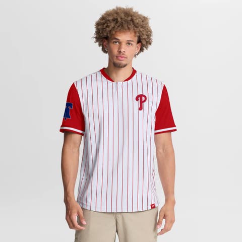 Men's Fanatics White/Red Philadelphia Phillies Pinstripe Walk Off Shirt