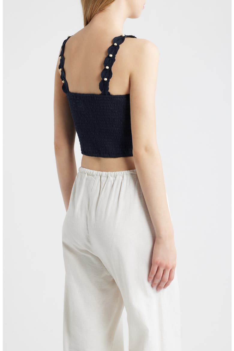 Atalia Braid Detail Cotton Tank, Alternate, color, NAVY