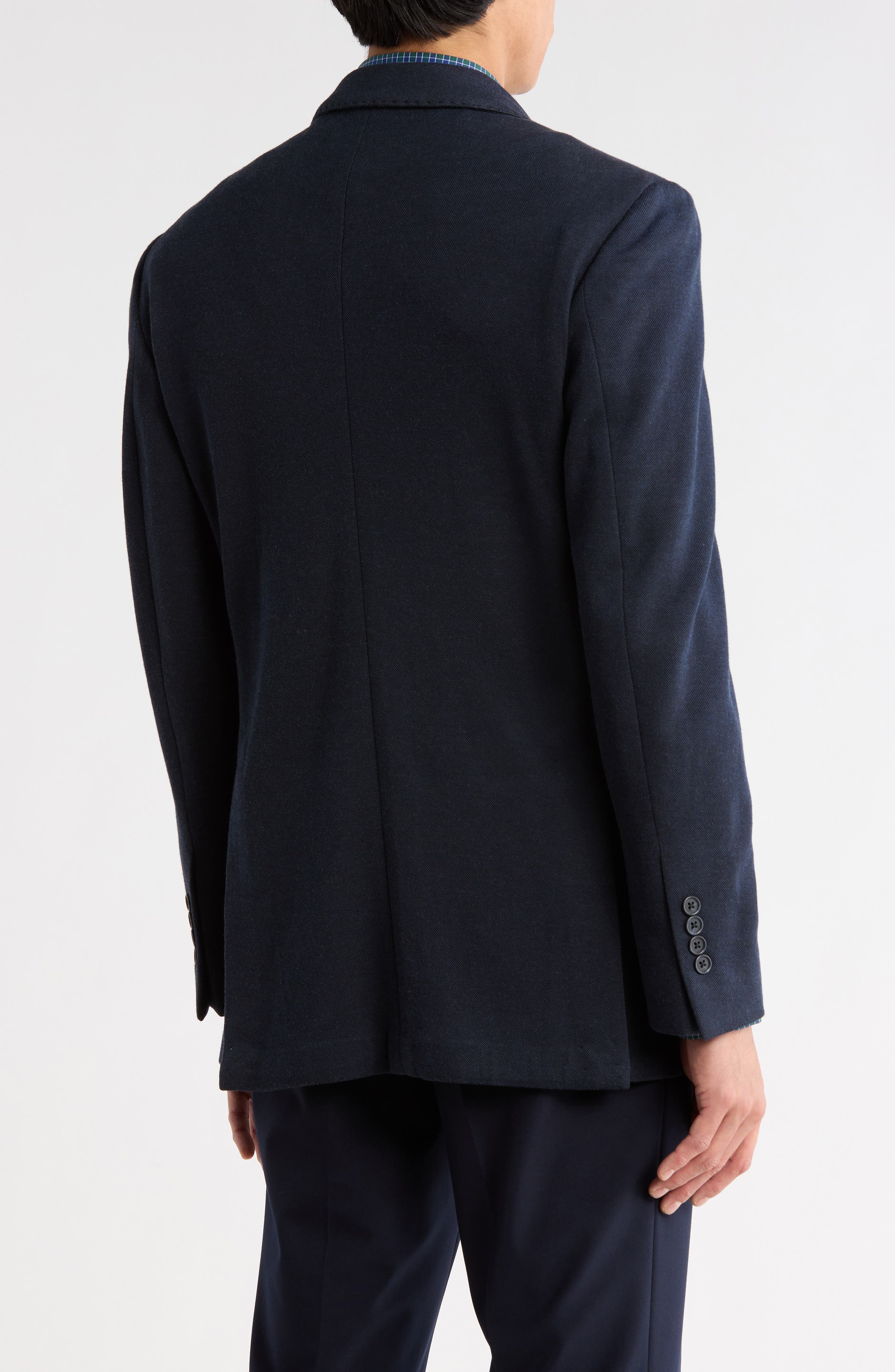 Navy Solid Cotton Blend Sport Coat - image 2