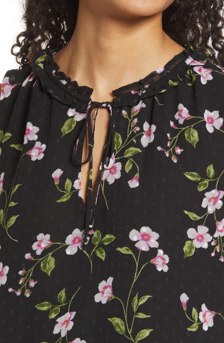 GIBSONLOOK Floral Ruffle Sleeveless Blouse, Alternate, color,