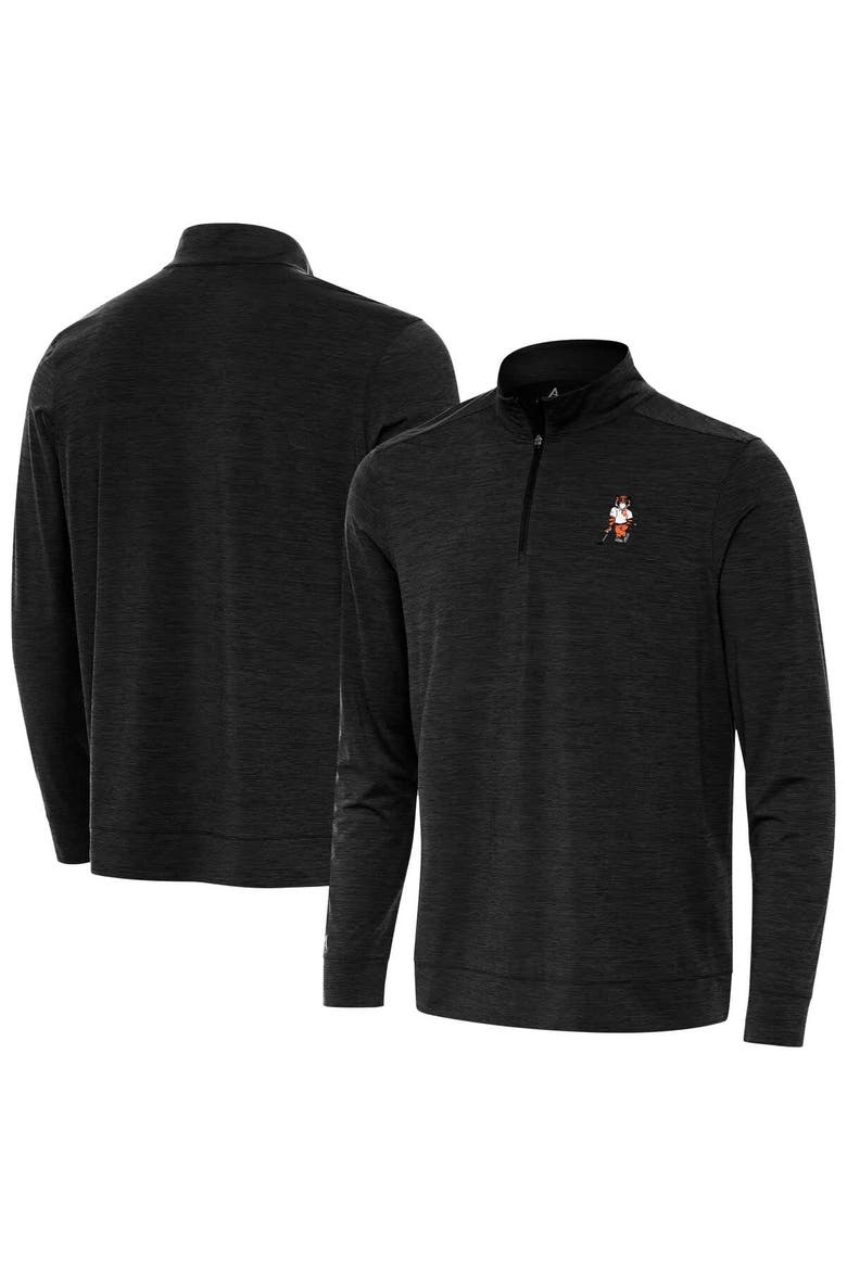 Men's Antigua  Heather Black Clemson Tigers Golfer Bright Quarter-Zip Top, Main, color, Heather Black
