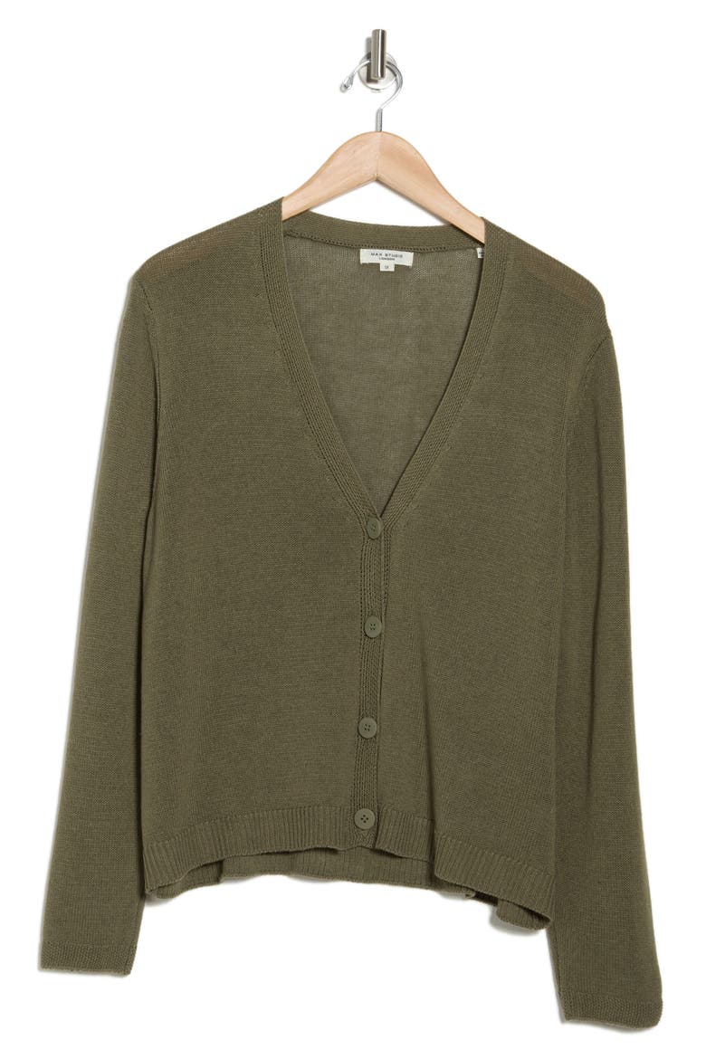 V-Neck Button Front Cardigan, Alternate, color, ARMY