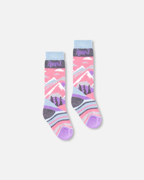 Deux Par Deux Baby Girl Winter Ski Socks With Merino Wool In Multi