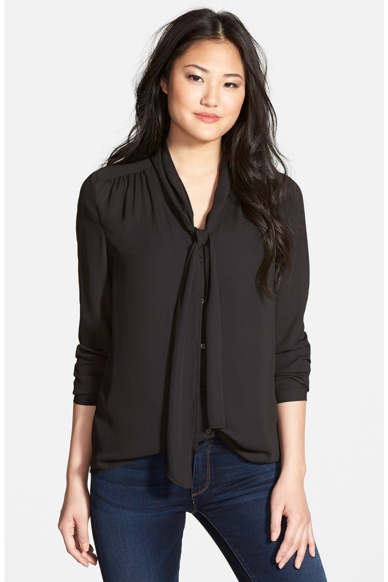 Scarf Tie Blouse, Main, color, BLACK