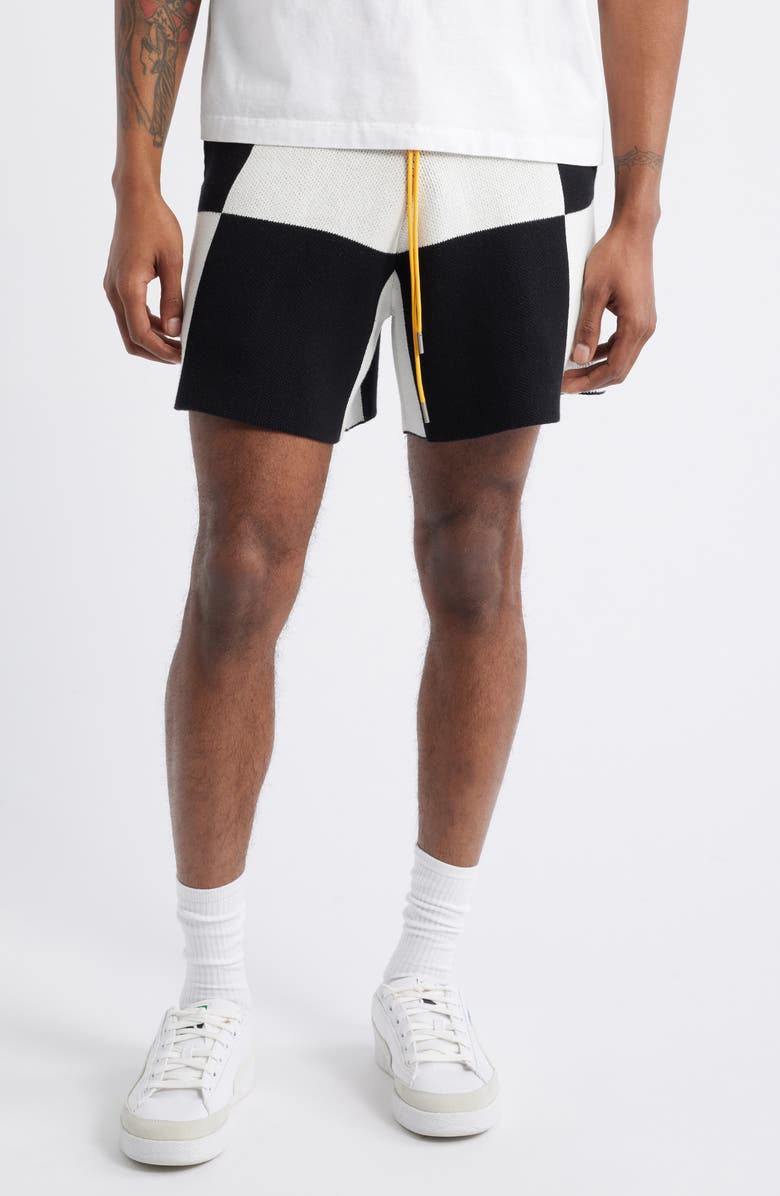 DIET STARTS MONDAY Checkered Cotton Jacquard Knit Shorts, Main, color, 