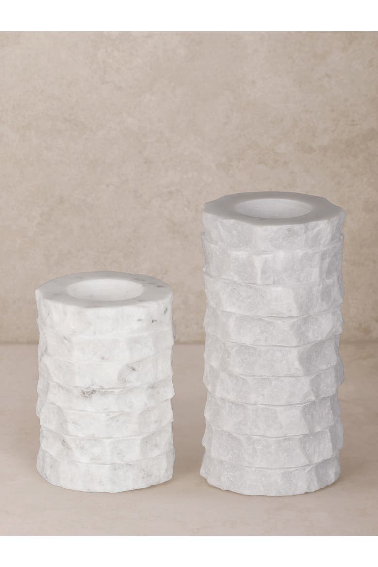 Flores Marble Taper Candle Holder, Set of 2, Main, color, Ivory White