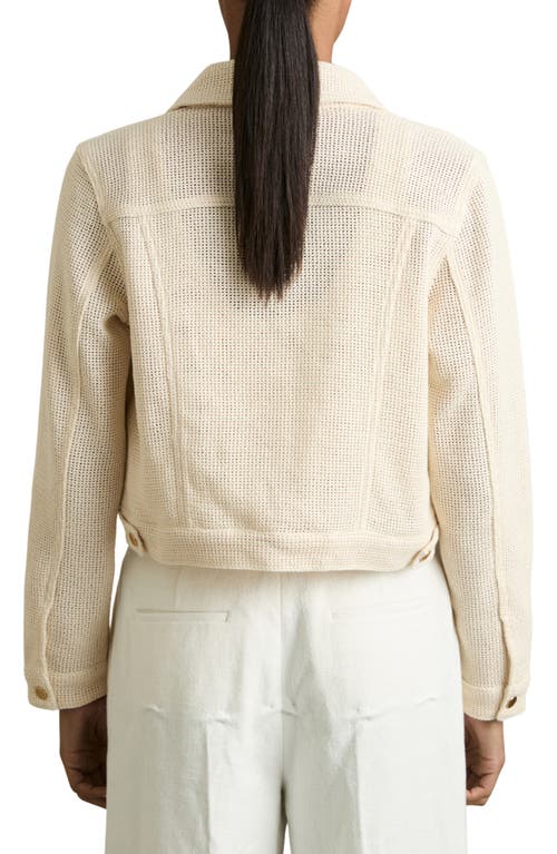 Reiss Neutral Cotton-blend Textured Trucker Jacket In Neutral