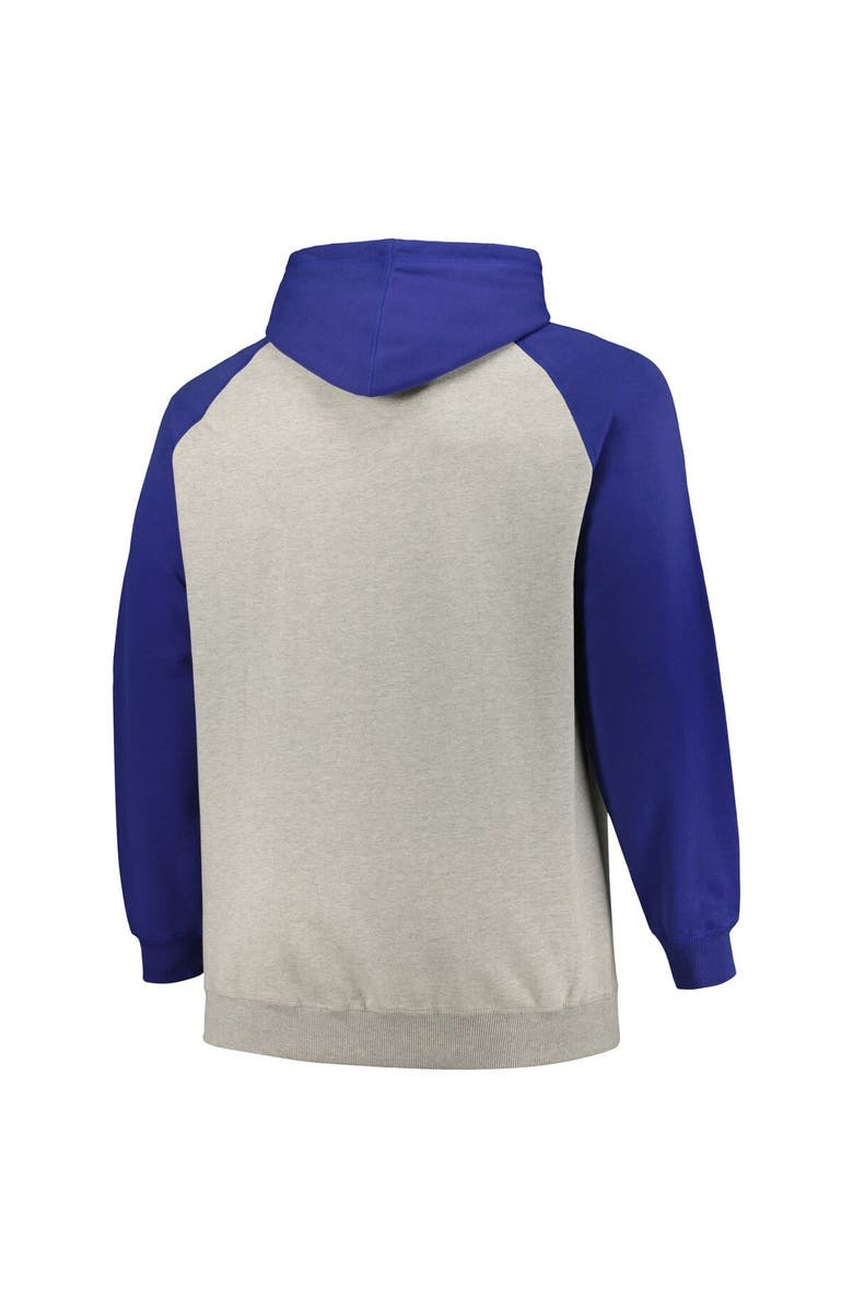 PROFILE Men's Profile Heather Gray/Royal Buffalo Bills Big & Tall Favorite Arch Throwback Raglan Pullover Hoodie, Alternate, color, 