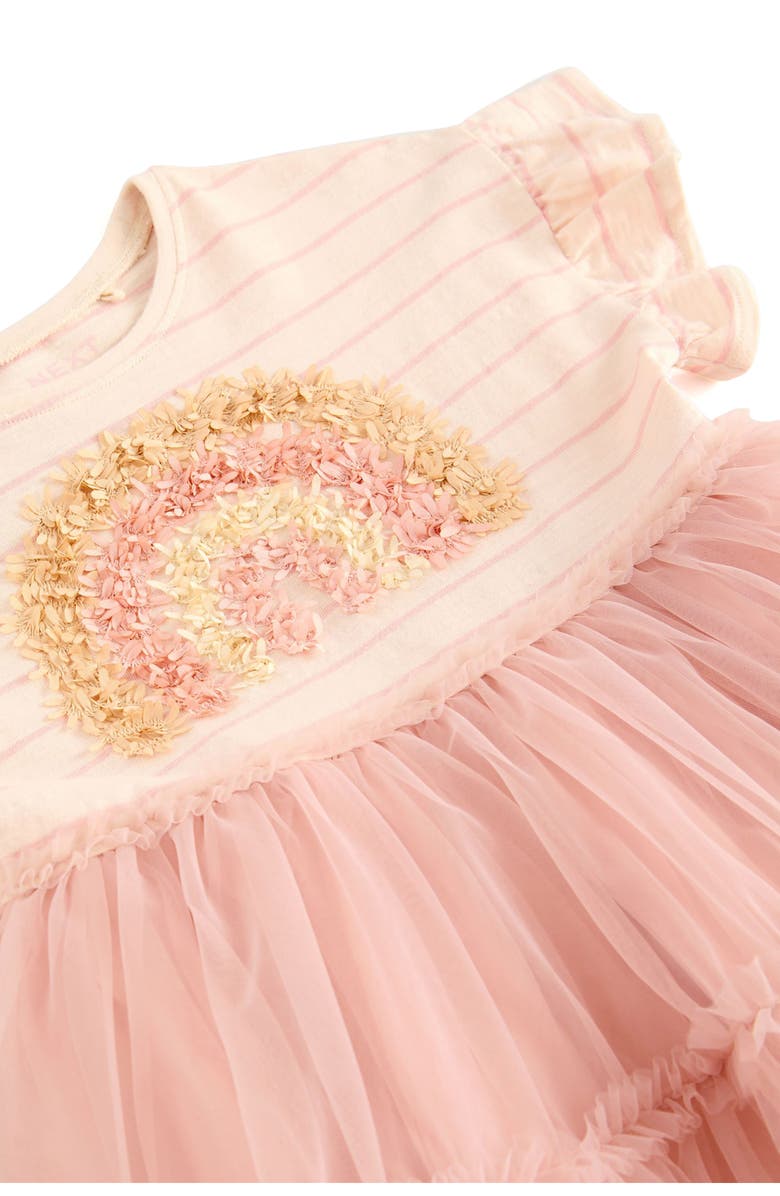 NEXT Kids' Stripe Mesh Rainbow Dress, Alternate, color, Neutral