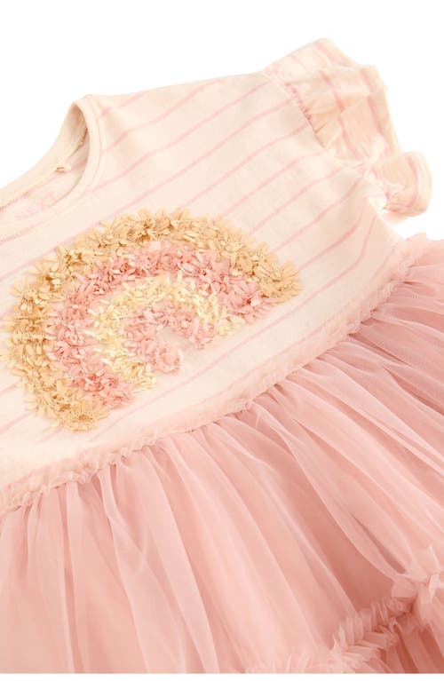 Next Kids' Stripe Mesh Rainbow Dress In Pink