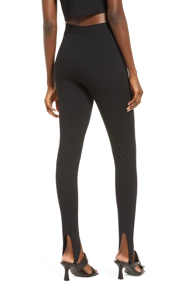 High Waist Stirrup Leggings, Alternate, color, BLACK