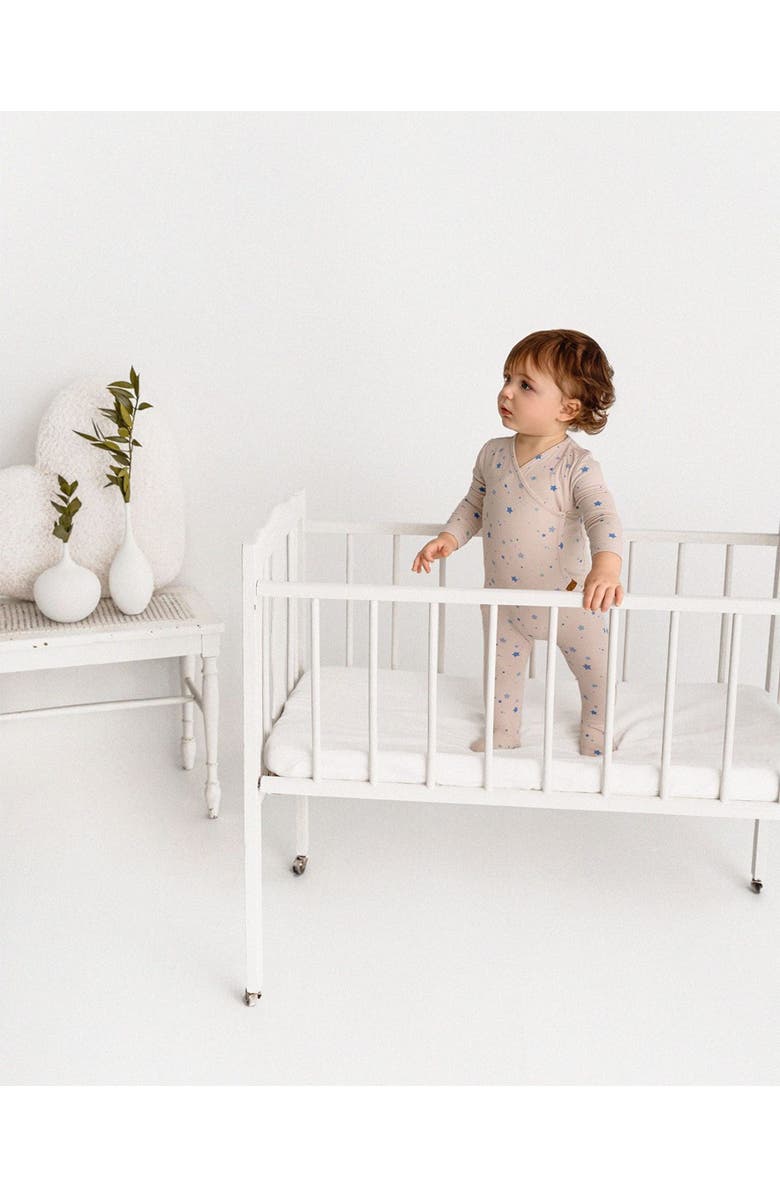 MiniMoi Kids Ribbed Rayon Star-Studded Footie, Alternate, color, Blue Bell