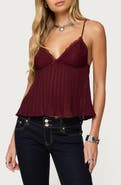 EDIKTED Rhian Lace Trim Pleated Babydoll Top