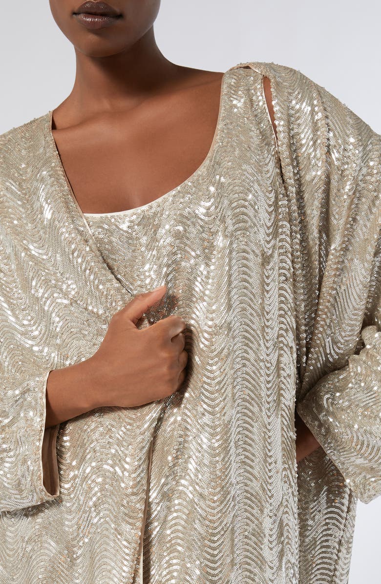 Marina Rinaldi Vetta Sequin Jacket, Alternate, color, Beige