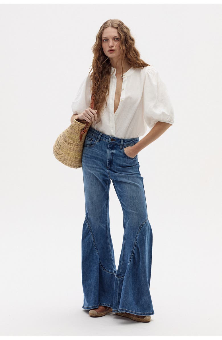 LANHTROPY Boho Denim Pants, Alternate, color, Washed Indigo