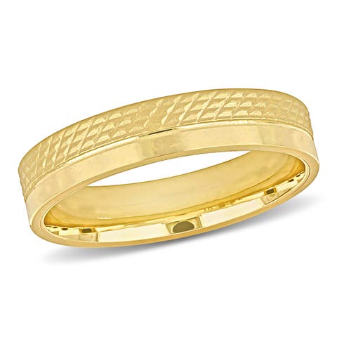 Men's Half Geometric Pattern Wedding Band 14k