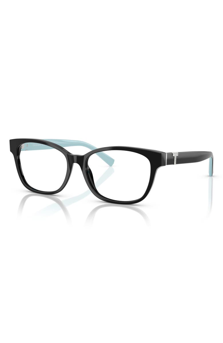 Tiffany & Co. 53mm Pillow Optical Glasses, Alternate, color, Black / Demo Lens