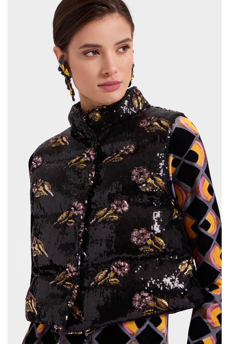 Bonbon Puffer Vest, Main, color, Mayfair Paillettes Black