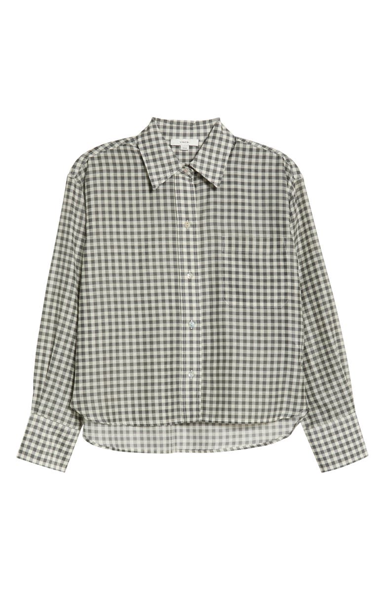Vince Gingham Check Crop Button-Up Shirt, Main, color, Off White/ Smoke