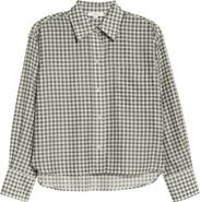 Vince Gingham Check Crop Button-Up Shirt