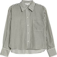Vince Gingham Check Crop Button-Up Shirt