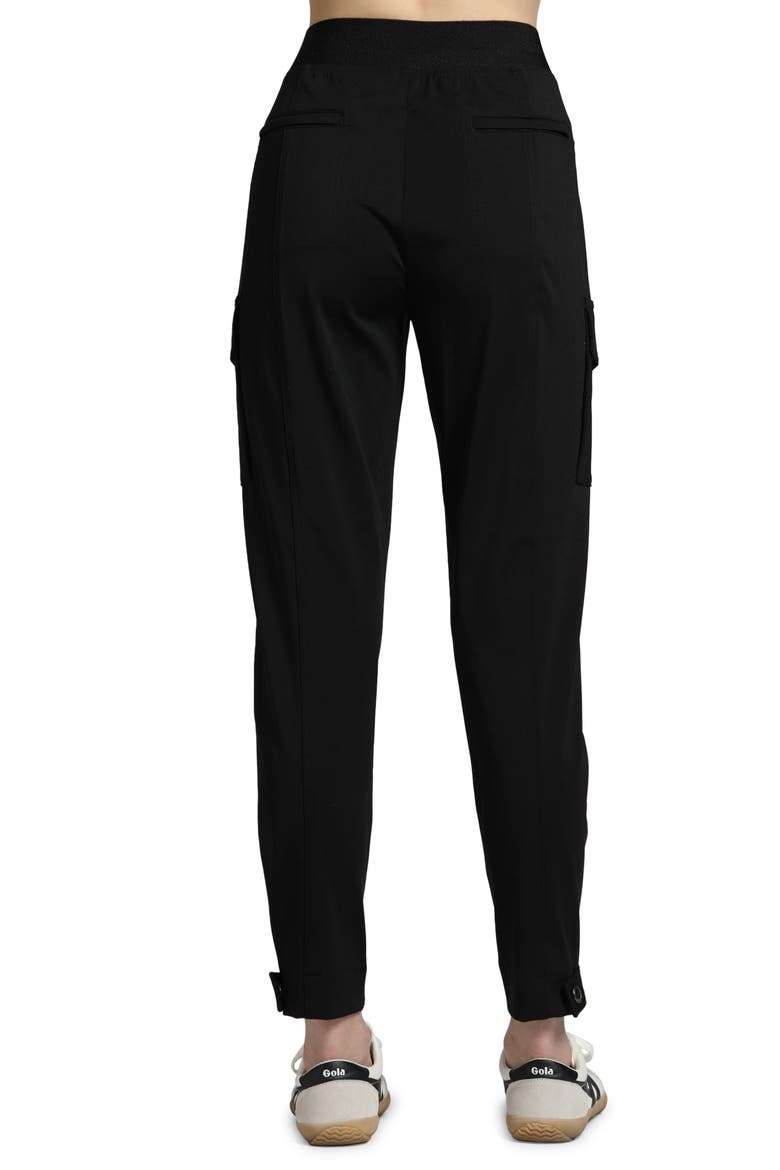 High Waist Ponte Cargo Pants, Alternate, color, BLACK