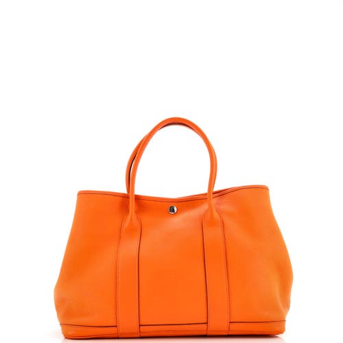 Pre-owned Hermes Hermes Garden Party Tote Leather 36 In Orange