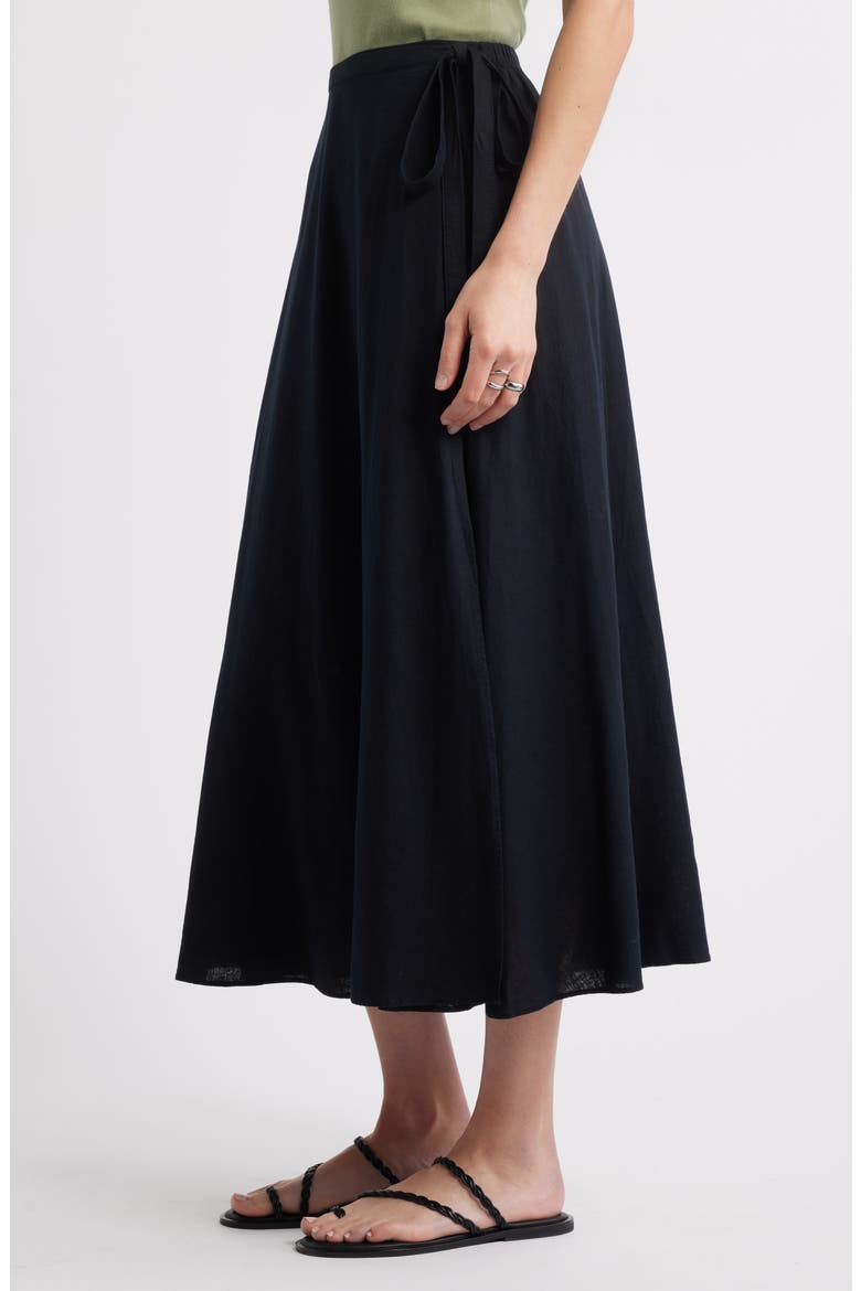 Waist Tie Linen Blend Skirt, Alternate, color, BLACK