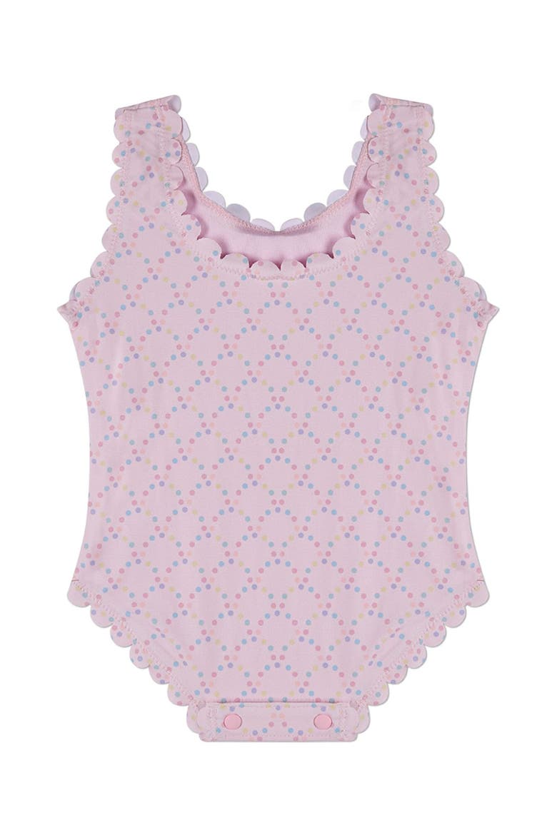 Kids' Dot-Print Scallop-Trim Swimsuit, Alternate, color, Pink