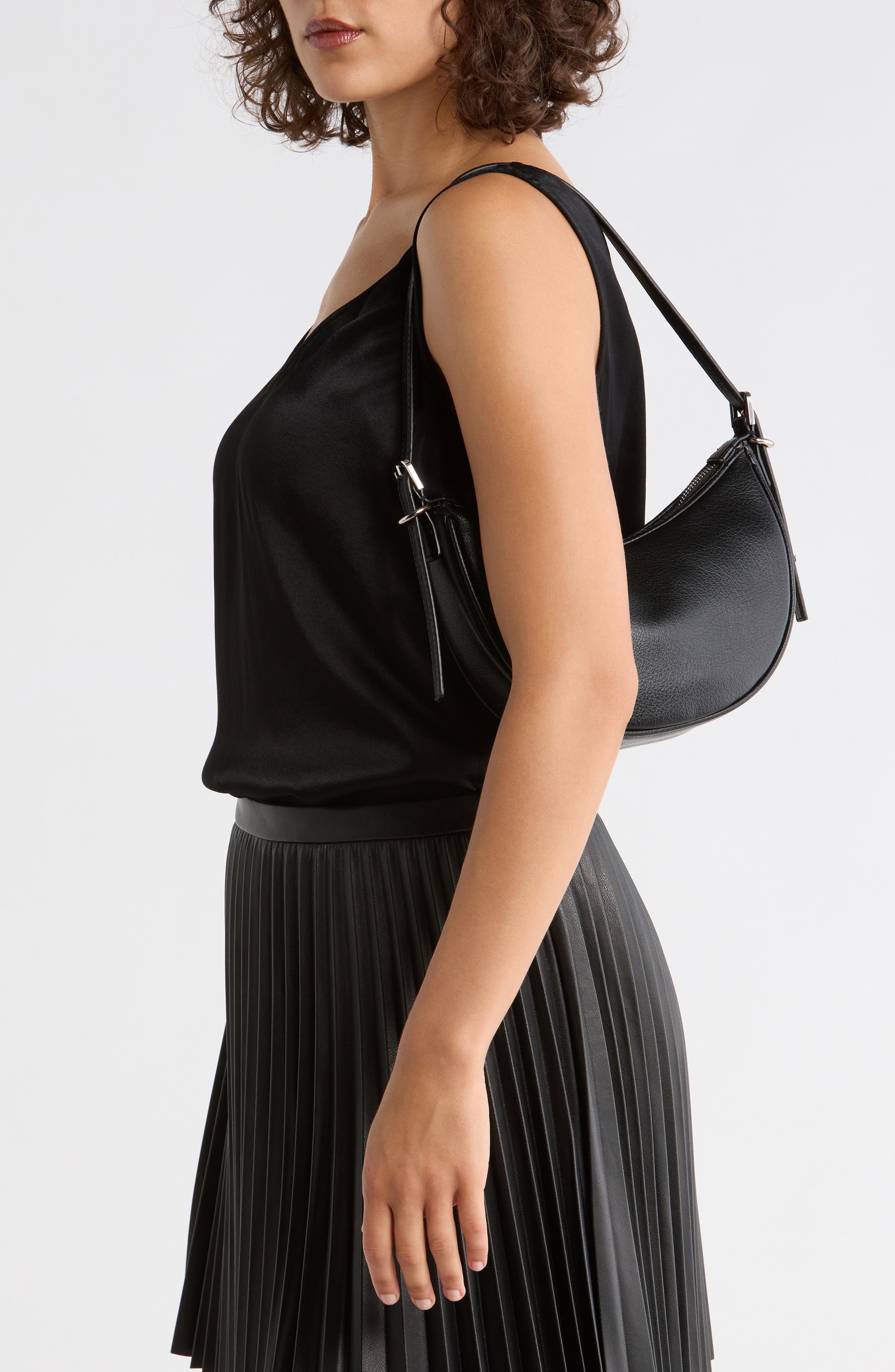 Madden Girl Crescent Shoulder Bag, Alternate, color, Black