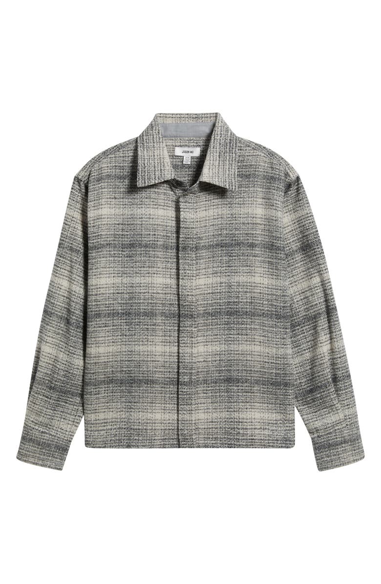 JASON WU Washed Effect Plaid Overshirt, Alternate, color, Grey Plaid