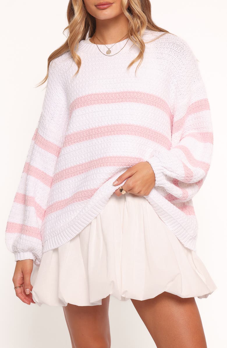 Petal & Pup Darcey Oversize Stripe Sweater, Alternate, color, Pink Stripe