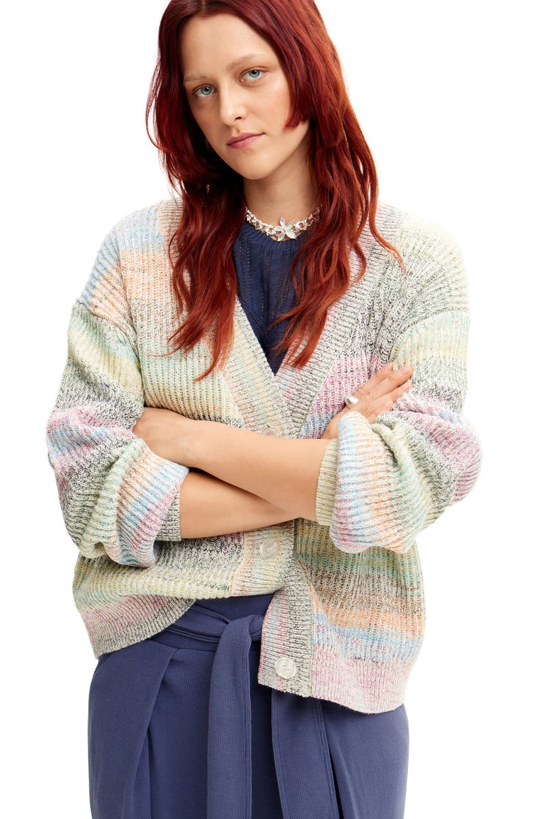 Desigual Peter Stripe Cardigan Sweater, Alternate, color, 