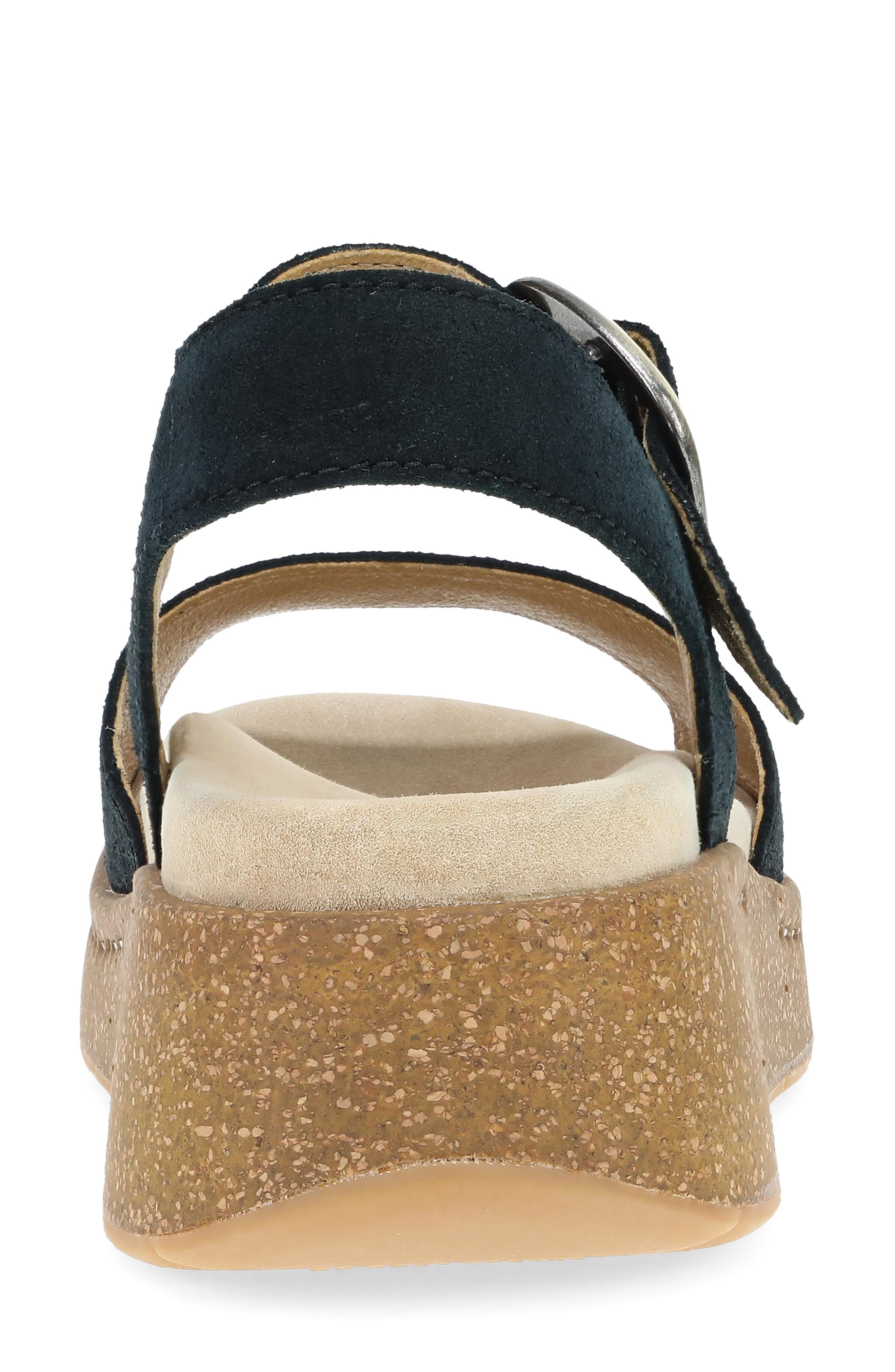 Dansko Bianca Platform Wedge Sandal, Alternate, color, Black Burnished Suede