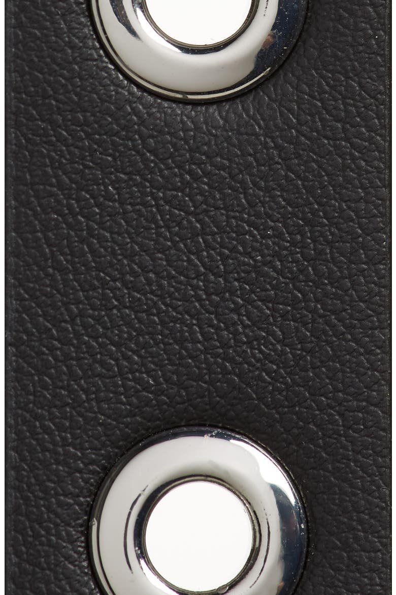 Thin Eyelet Recycled Leather Belt, Alternate, color, BLACK