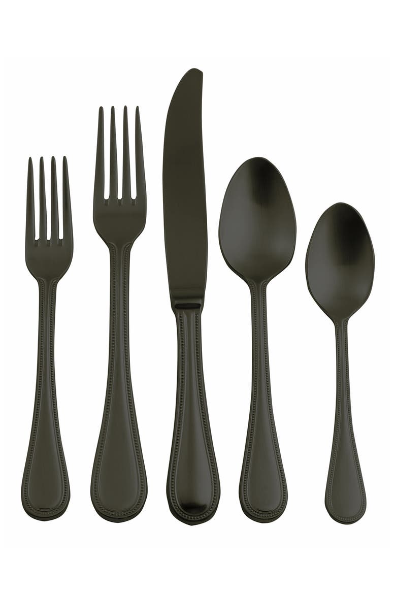 Perla 5-Piece Place Setting, Main, color, BLACK