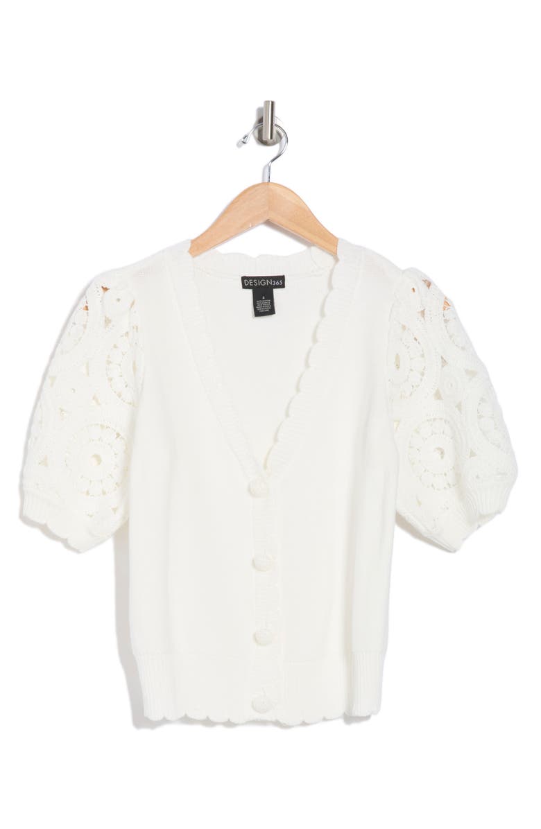 Design History Short Sleeve Cardigan, Alternate, color, 