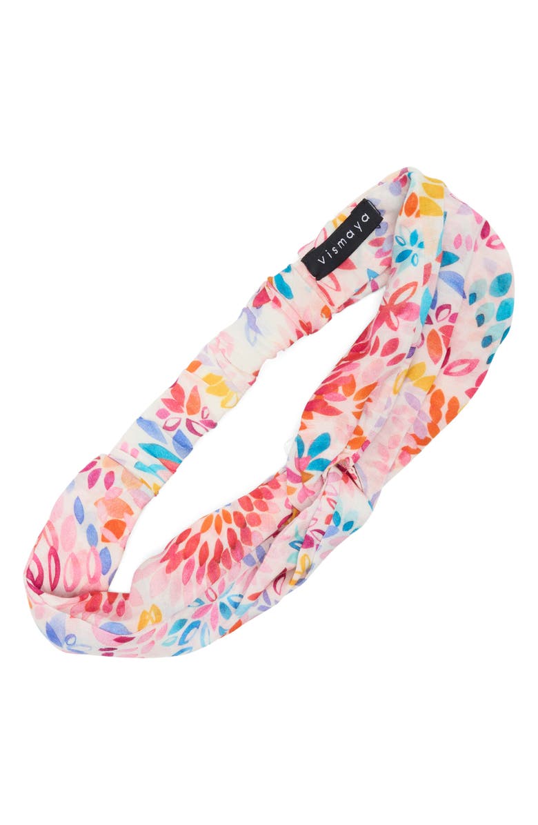 Vismaya Floral Print Headband, Main, color, 