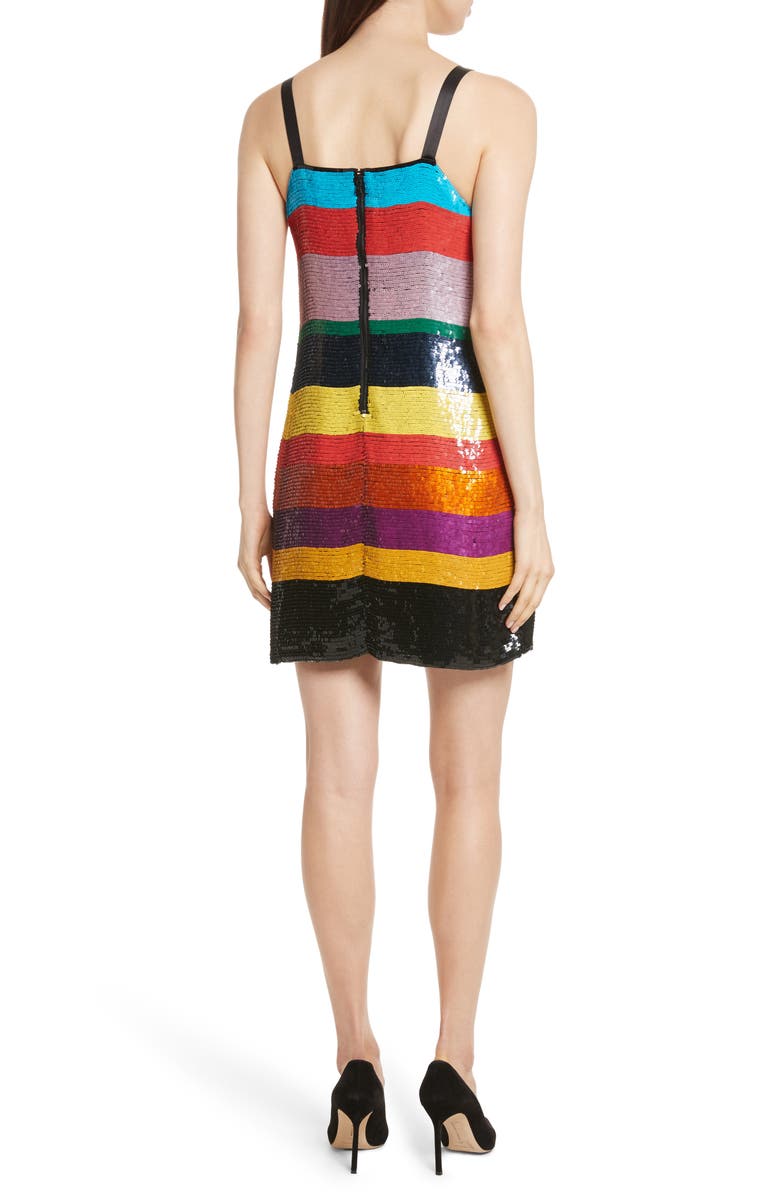 Alice + Olivia Bridget Striped Sequin Slipdress, Alternate, color,