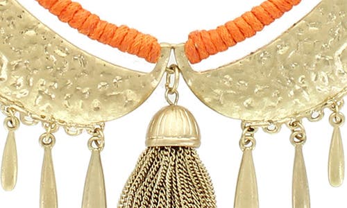Olivia Welles Tassel Fringe Necklace In Orange