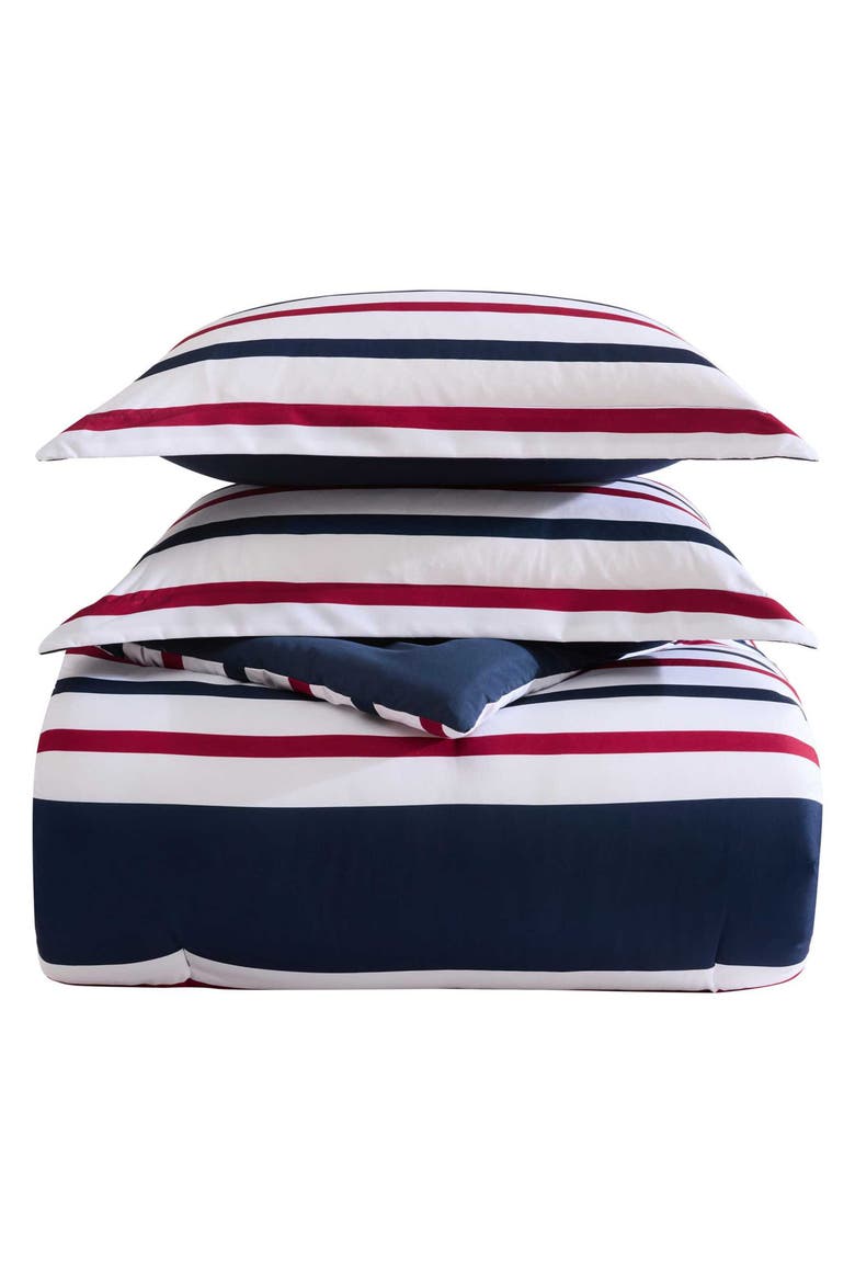 Clove Hitch Stripe Comforter Set, Main, color, DARK BLUE