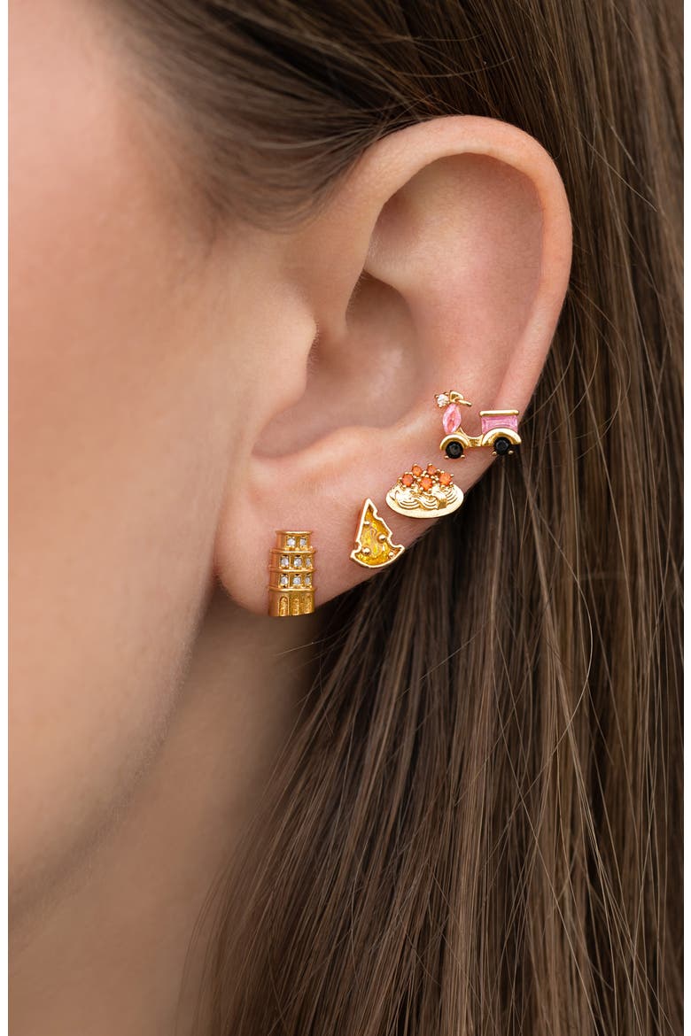 Ciao Bella Italia Set of 4 Assorted Single Stud Earrings, Alternate, color, GOLD