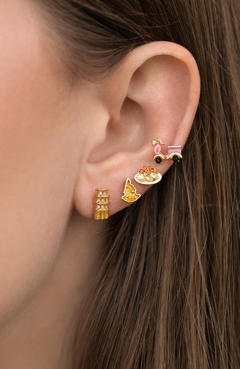 Girls Crew Ciao Bella Italia Set of 4 Assorted Single Stud Earrings, Alternate, color, Gold