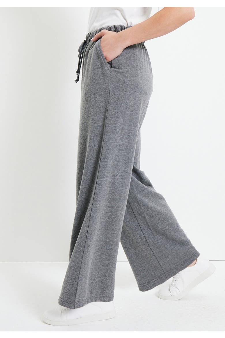 French Terry Wide-Leg Pant, Alternate, color, BLACK
